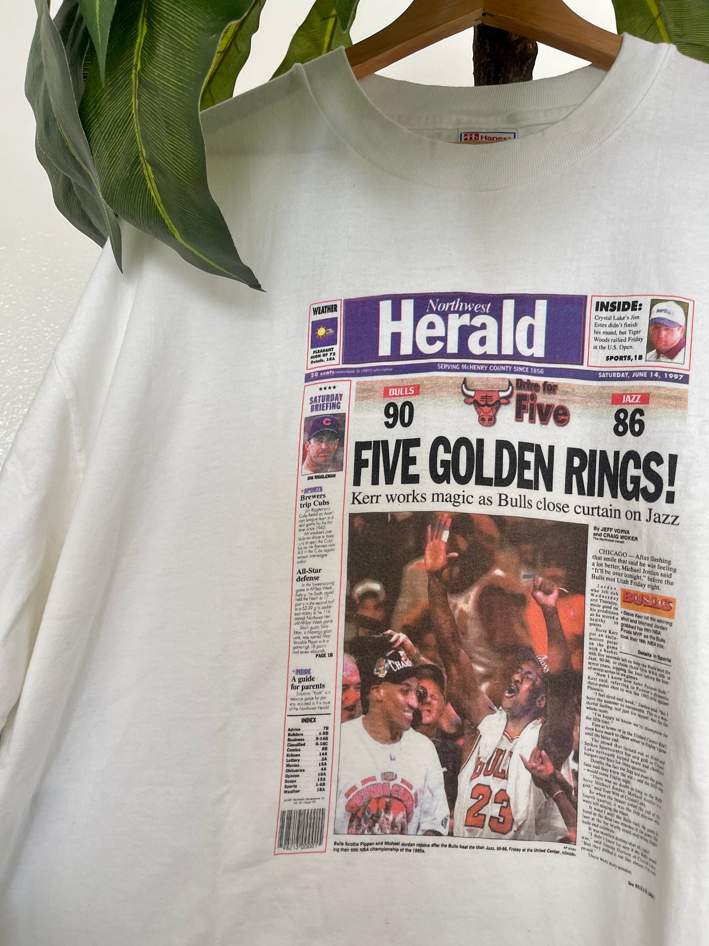 Vintage “Five Golden Rings” Newspaper Tee